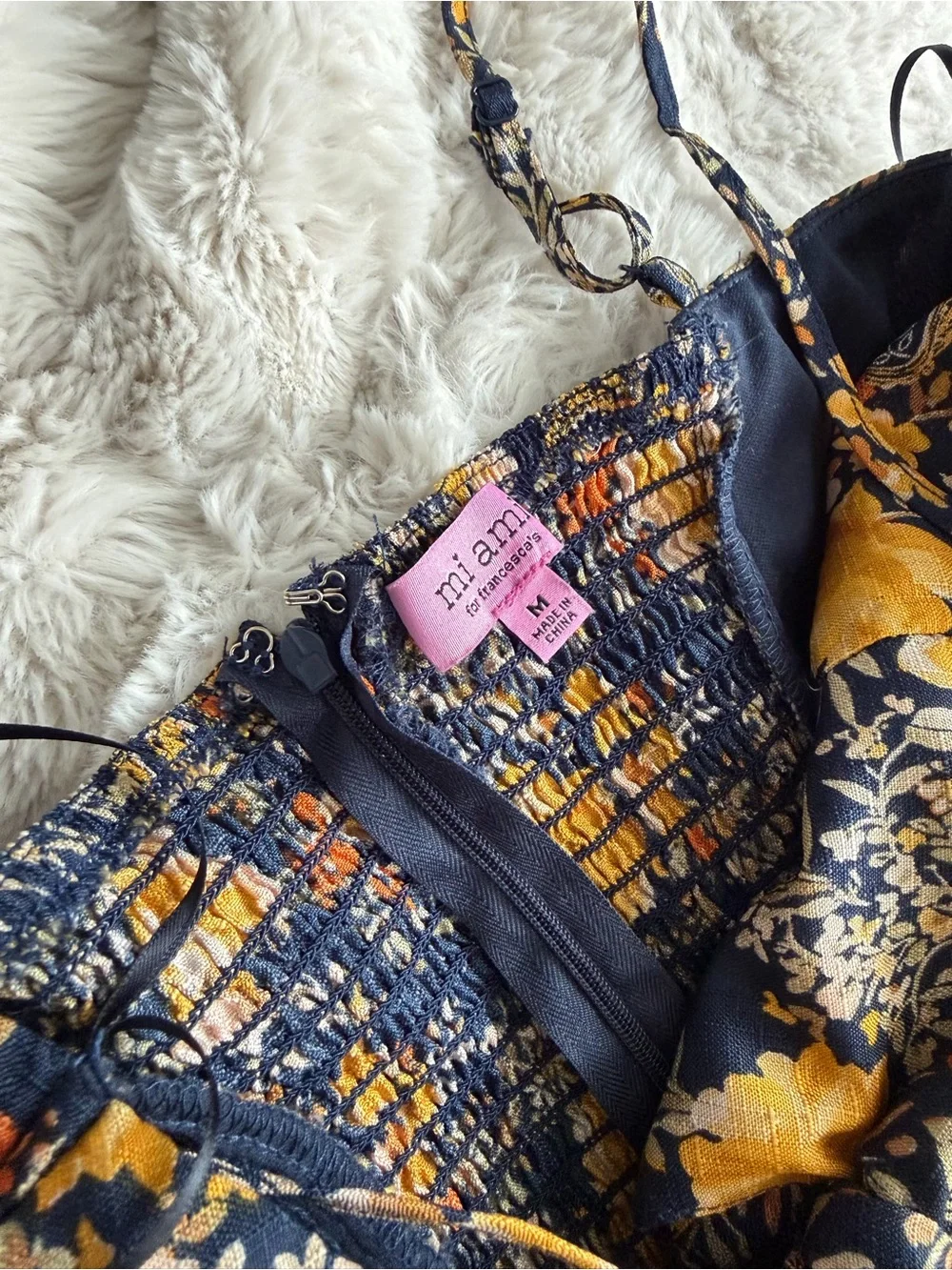 Francesca's Summer Navy Maxi Dress with pockets Yellow Floral Print - Picture 6 of 6
